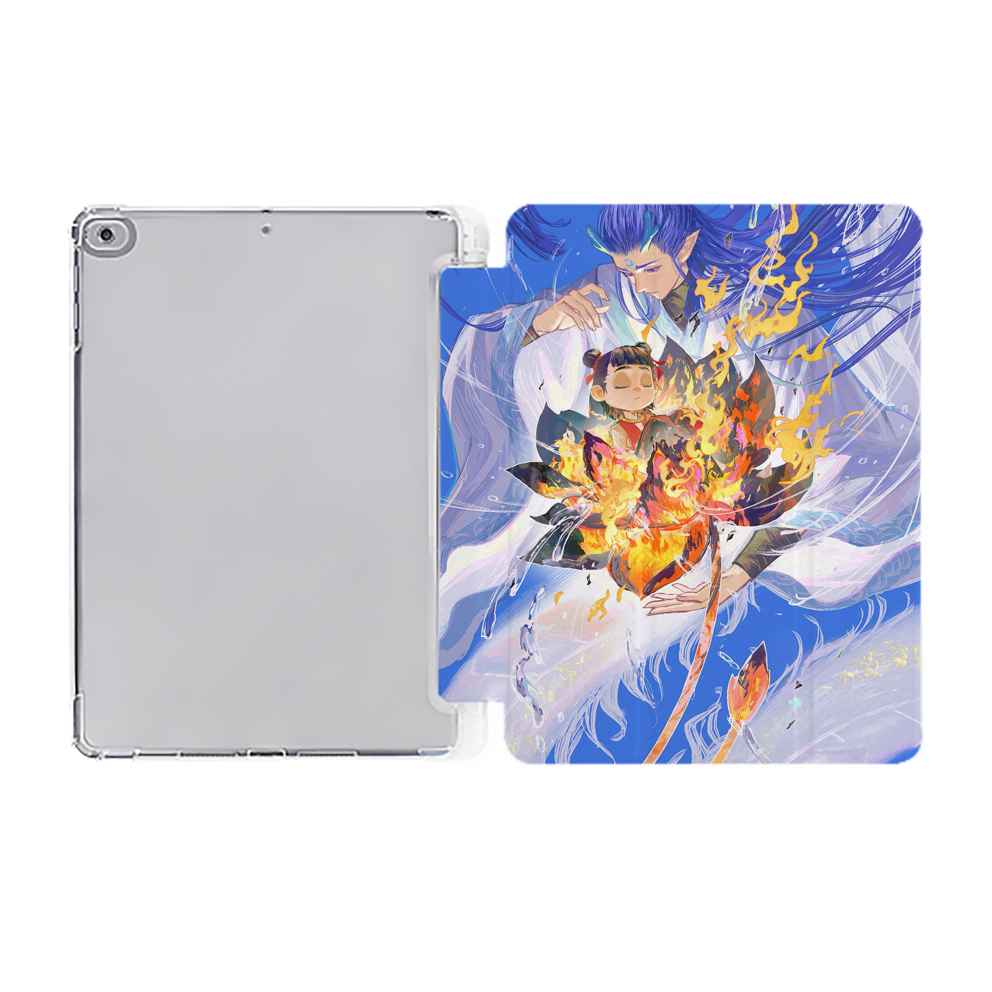 （画像用） Ne Zha 2 ナタ 魔童の大暴れ IPad ケース ペン収納付き 三つ折りスタンド PUレザー×シリコン 対応機種9.5/10.5/10.9インチ